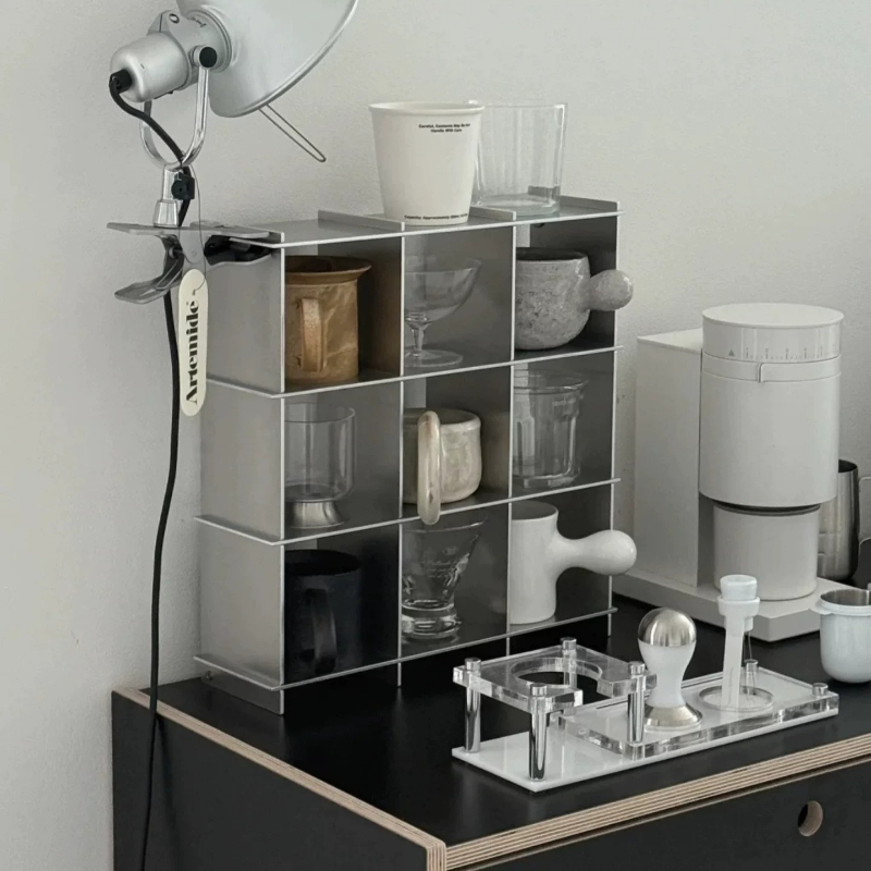 Kitchen Appliances Shelves - Minimalist Aluminum Alloy Countertop Mug Storage