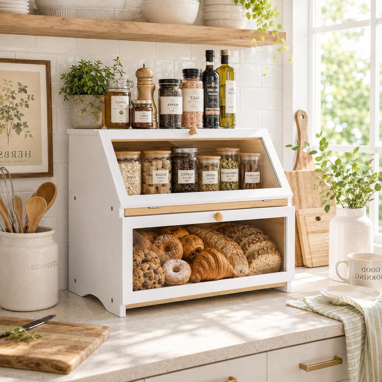 HOMEKOKO Double Layer Bread Bo - Kitchen Appliances Organizer 评论和价格