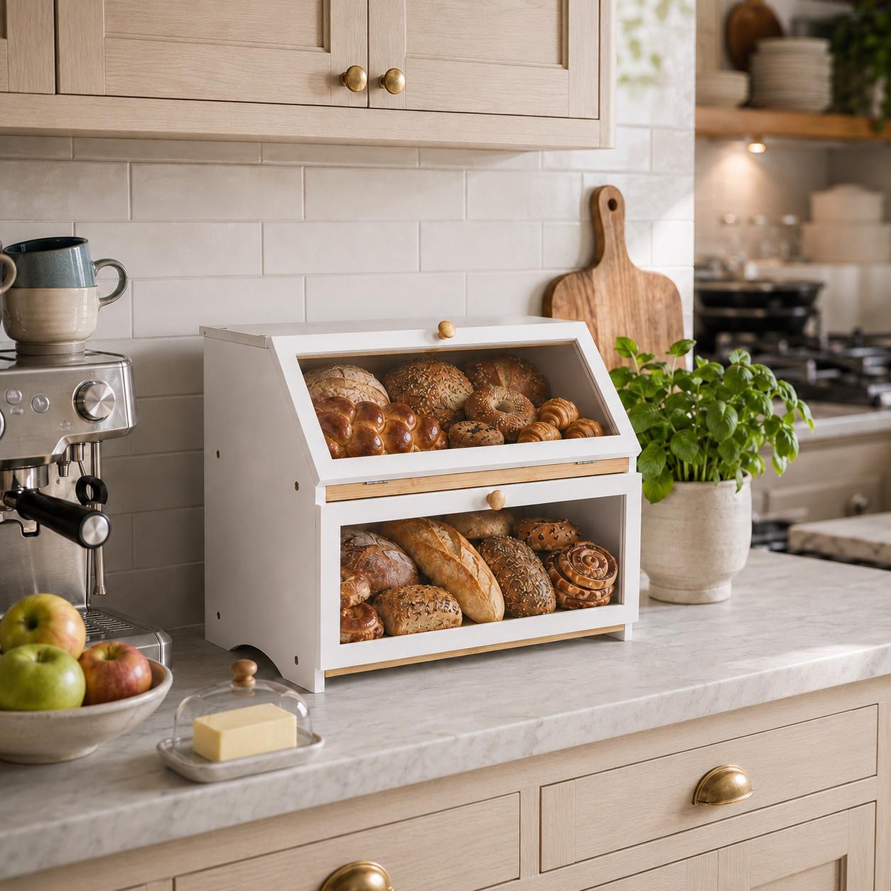 HOMEKOKO Double Layer Bread Bo - Kitchen Appliances Organizer 评论和价格