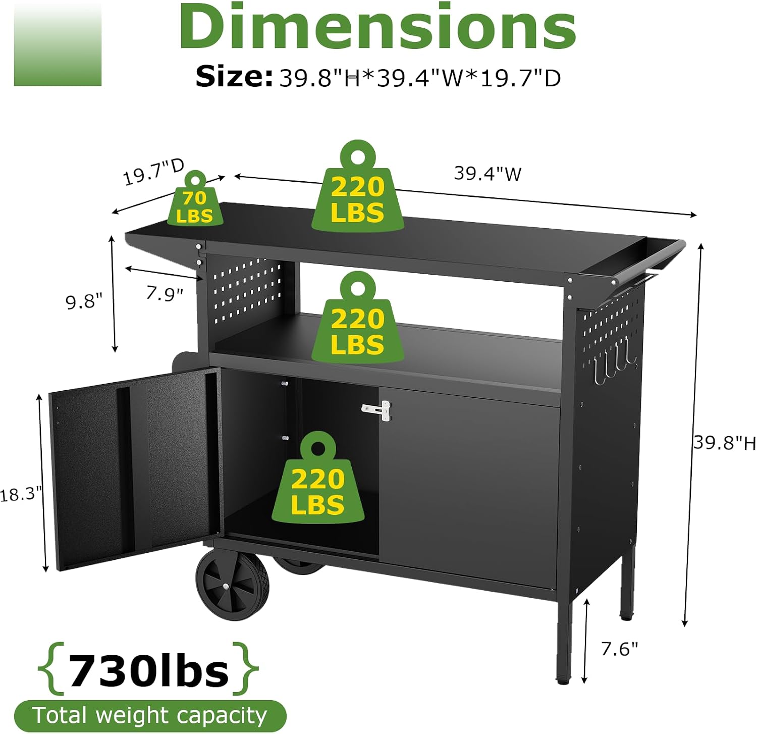 Outdoor Grill Cart Table With  - Kitchen Appliances Organizer 评论和价格