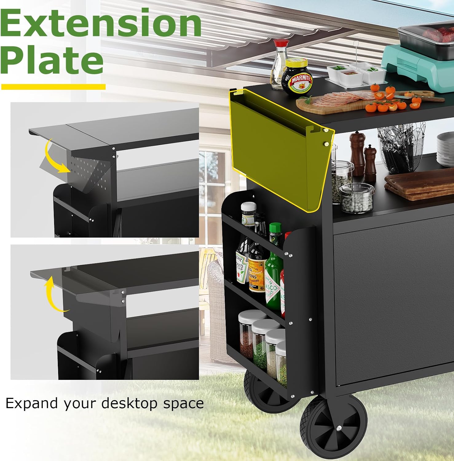 Outdoor Grill Cart Table With  - Kitchen Appliances Organizer 评论和价格