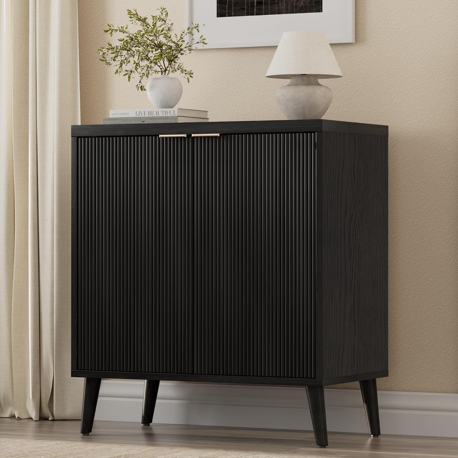 Fluted Buffet Cabinet With Sto - Kitchen Appliances Cabinet 评论和价格
