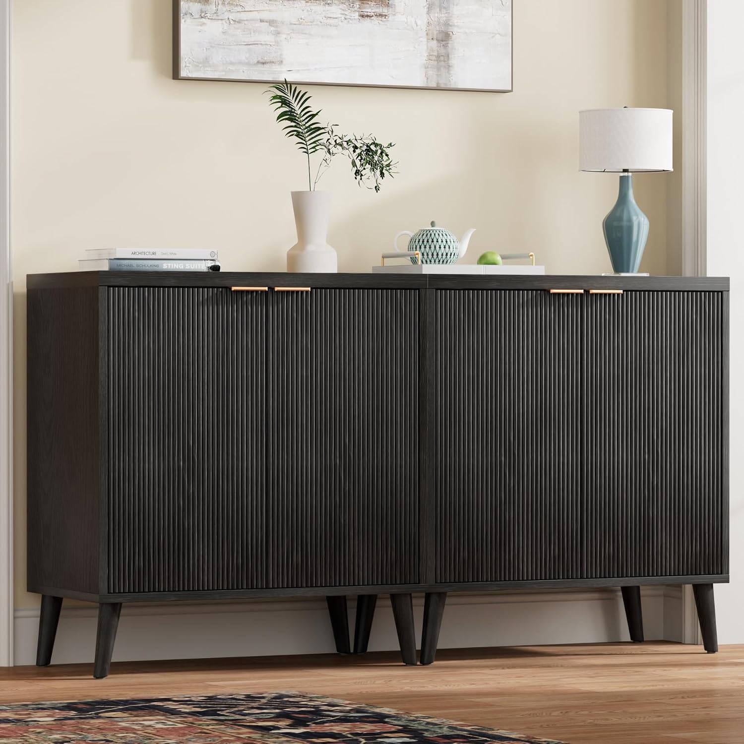 Fluted Buffet Cabinet With Sto - Kitchen Appliances Cabinet 评论和价格
