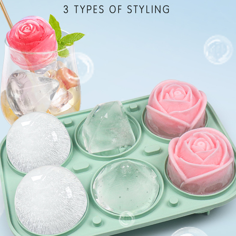 3D Rose Diamond Round Ice Cube - Kitchen Appliances Shelves 评论和价格
