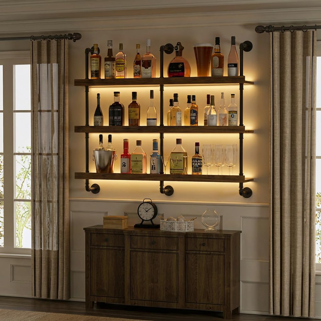 Wall Mounted Wine Rack With LE - Kitchen Appliances Shelves 评论和价格