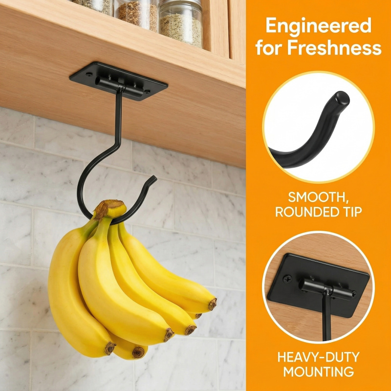 Black Metal Self-Adhesive Bana - Kitchen Appliances Organizer 评论和价格