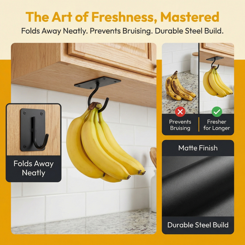 Black Metal Self-Adhesive Bana - Kitchen Appliances Organizer 评论和价格