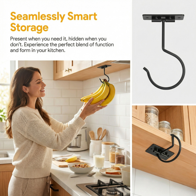Black Metal Self-Adhesive Bana - Kitchen Appliances Organizer 评论和价格
